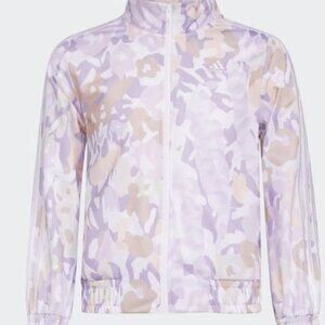 Adidas Pastel Pink‎ Floral Camo Allover Print Full Zip Light Jacket Girls S 7/8
